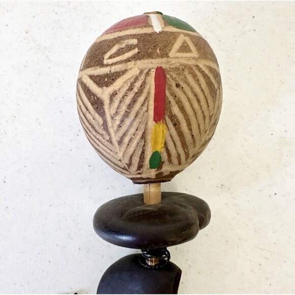 Calabash Shaker & Yo Yo. Wood Toy Decor pull string spinning noise maker - Picture 3 of 6